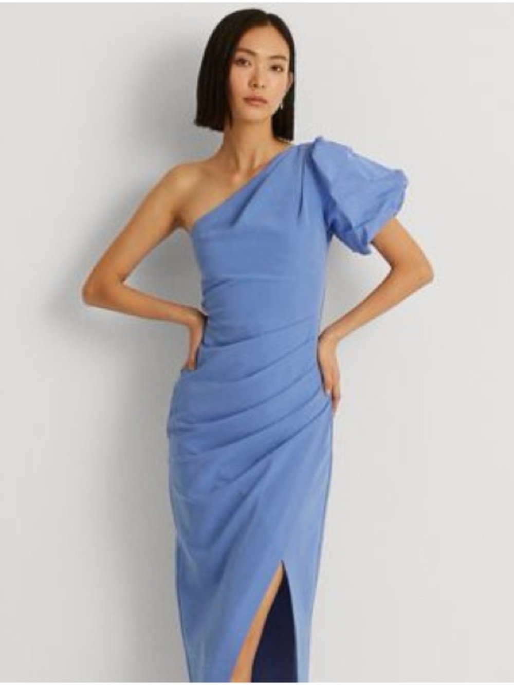 Ralph Lauren One-Shoulder Puff Sleeve Dress in bluish Periwinkle